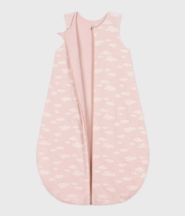 Fluwelen trappelzakje met wolkenprint voor baby's TOG 2 roze/wit