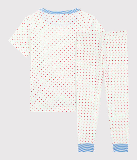 Pyjama manches courtes étoiles rouges petit garçon en coton biologique blanc MARSHMALLOW/rouge PEPS