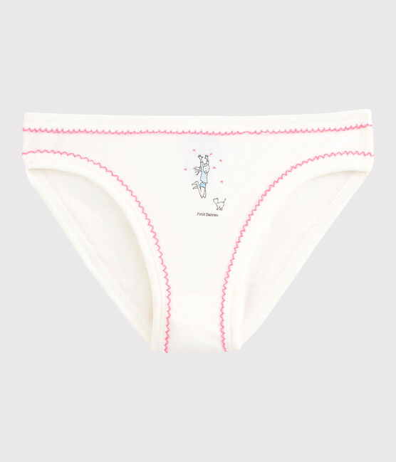 Culotte petite fille en coton blanc LAIT/ BERLINGOT