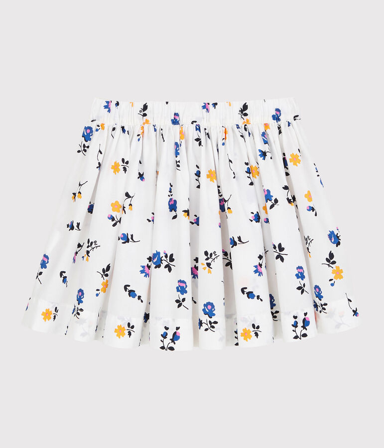 Meisjesrok van popeline wit MARSHMALLOW/wit MULTICO