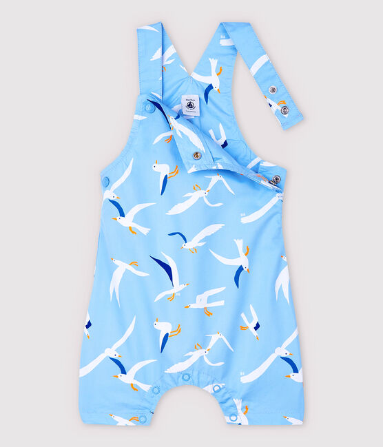 Korte tuinbroek van keperstof voor jongens blauw JASMIN/wit MULTICO