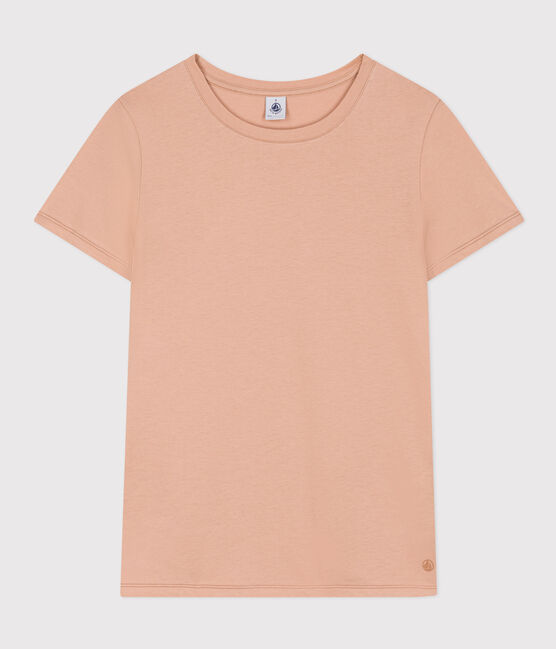 LE DROIT, katoenen T-shirt voor dames met ronde hals beige VINTAGE