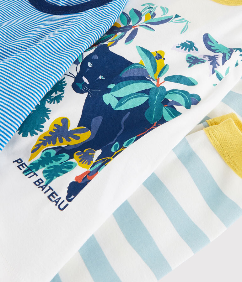 Set van 2 jongenspyjama's van ribstof multicouleur