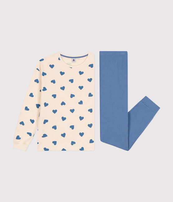 Pyjama bi-matière en coton femme bleu BEACH/ AVALANCHE