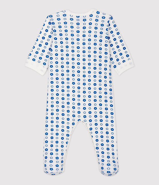 Dors-bien bébé fleurs rétro côte 1x1 en coton biologique blanc MARSHMALLOW/ MALLARD