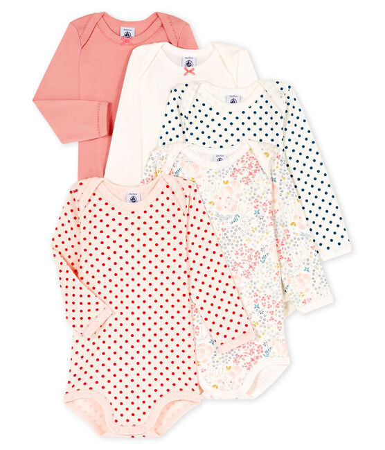 Set van 5 rompertjes met lange mouwen voor babymeisjes variante 1