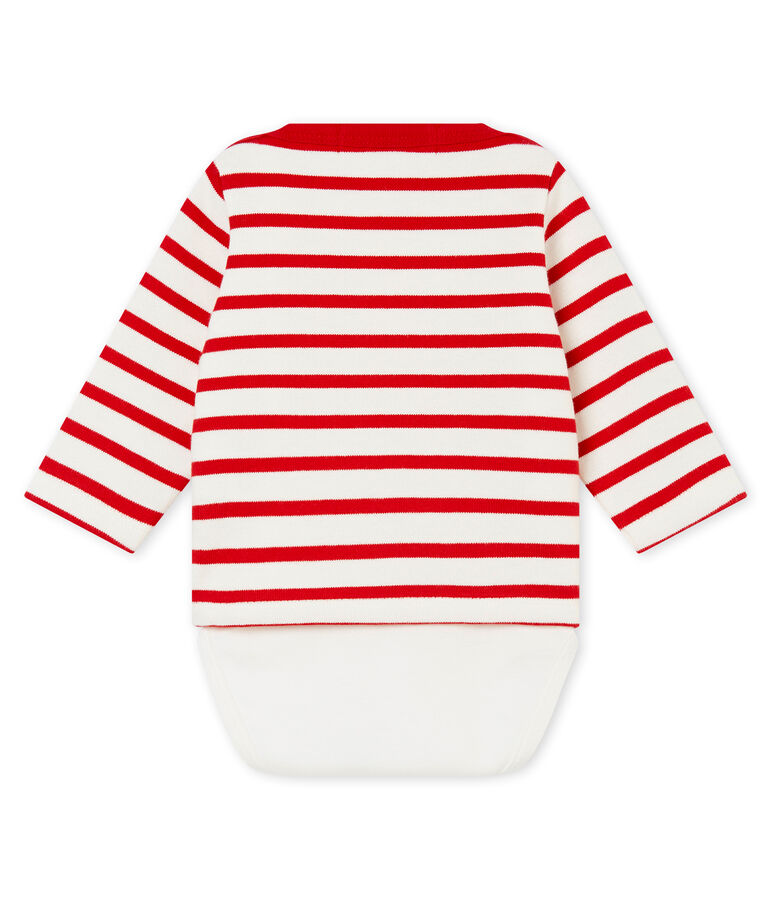 Iconische body met marinetruitje voor babyjongens wit MARSHMALLOW/rood TERKUIT
