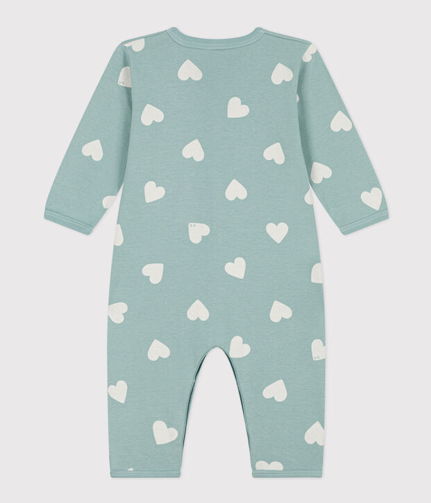 Katoenen babypyjama zonder voetjes met print groen/ecru