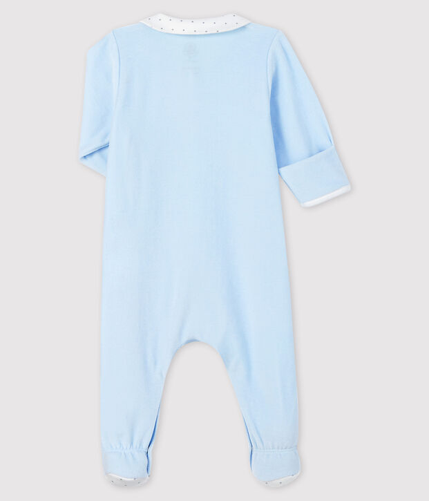 Blauwe babypyjama met kraag van biologisch katoenfluweel FRAICHEUR