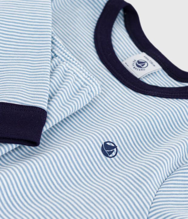 Katoenen kinderpyjama met strepen blauw/wit