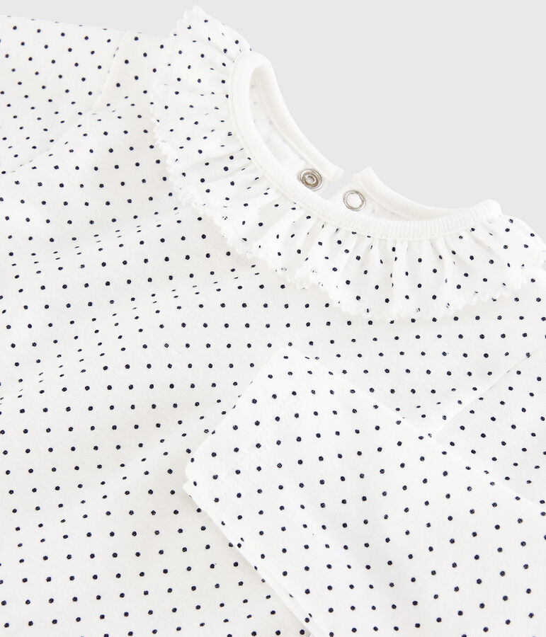 Body manches longues b&eacute;b&eacute; fille blanc/bleu