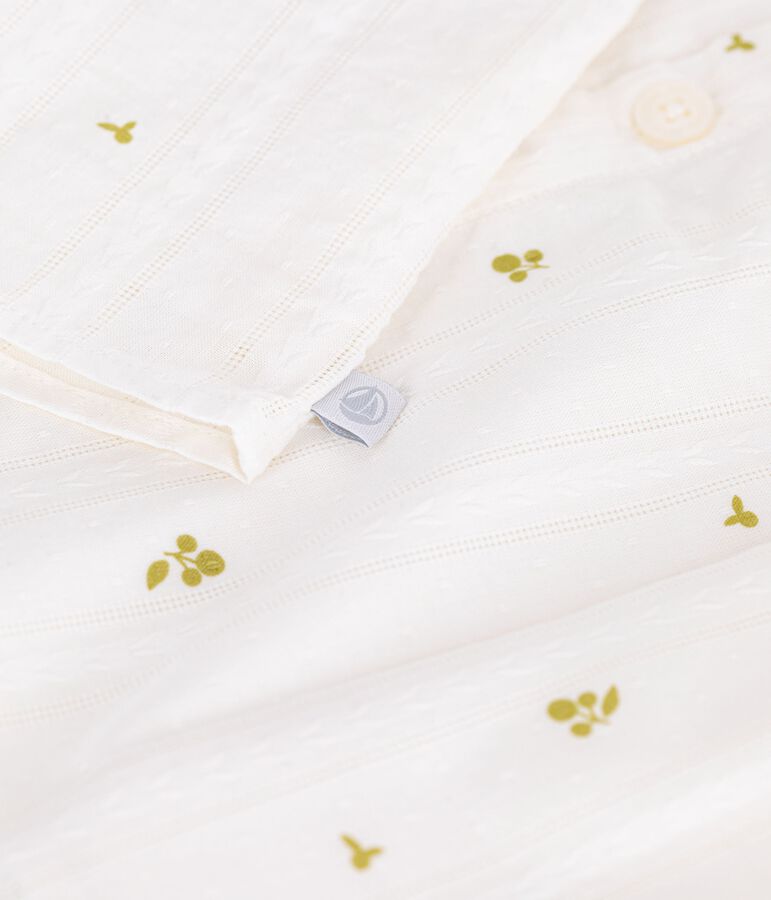 Katoenen babybloesje zonder mouwen met bloemenprint wit/groen