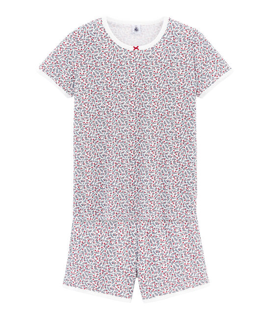 Pyjacourt fille en côte blanc MARSHMALLOW/blanc MULTICO