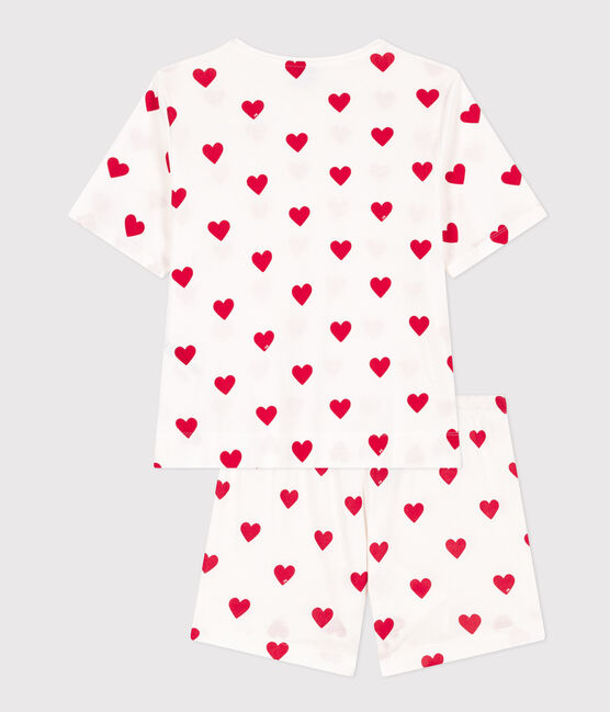 Pyjacourt cœur femme en coton blanc MARSHMALLOW/rouge TERKUIT