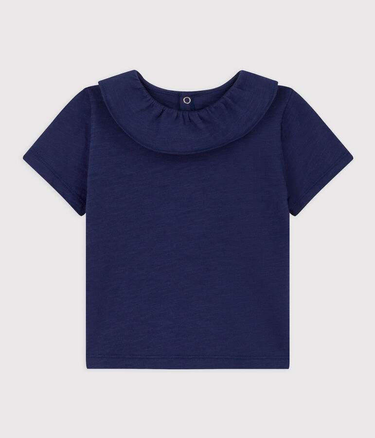 Blouse manches courtes b&eacute;b&eacute; en jersey flamm&eacute; bleu