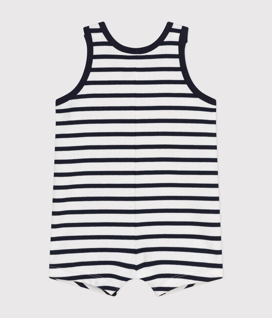 Combinaison courte en jersey bébé blanc MARSHMALLOW/bleu SMOKING
