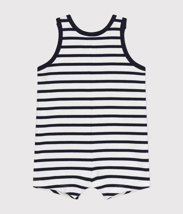 Korte pakje van jersey voor baby's wit/blauw