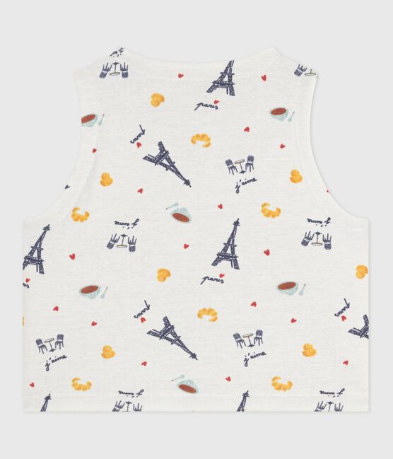 Gilet sans manche réversible bébé en coton imprimé MARSHMALLOW/ ADRIATIC