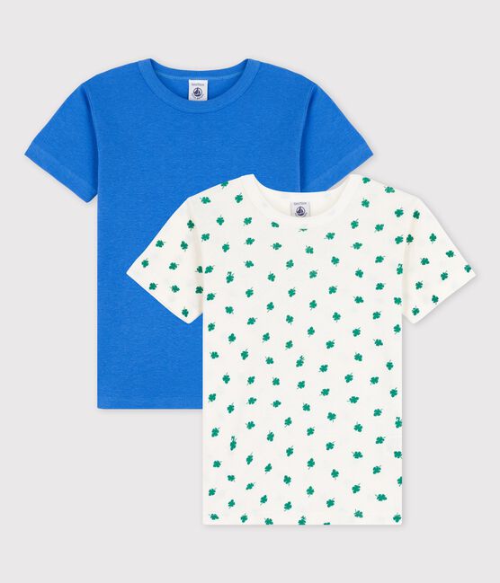 Set met 2 T-shirts met korte mouwen voor jongens met palmboomprint in katoen variante 1