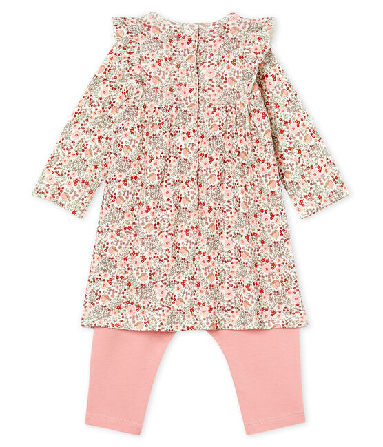 Robe legging imprimée bébé fille blanc MARSHMALLOW/blanc MULTICO