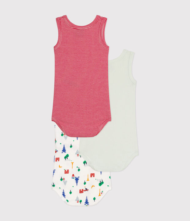 Lot de 3 bodies sans manches en coton b&eacute;b&eacute; multicouleur