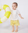T-shirt met korte mouwen in gevlamde jersey voor baby's wit MARSHMALLOW