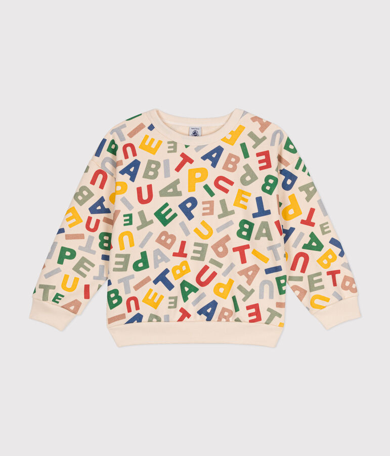 Sweatshirt en molleton enfant gar&ccedil;on &eacute;cru/multicouleur