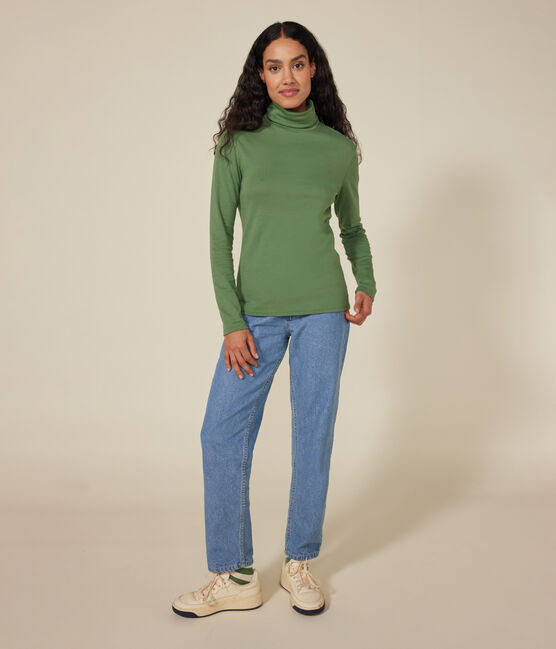 Tee-shirt l'Iconique Col roulé en coton femme vert PALMERAIE