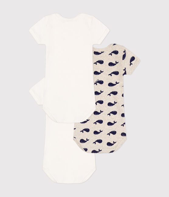 Lot de 3 bodies manches courtes baleines en coton variante 1