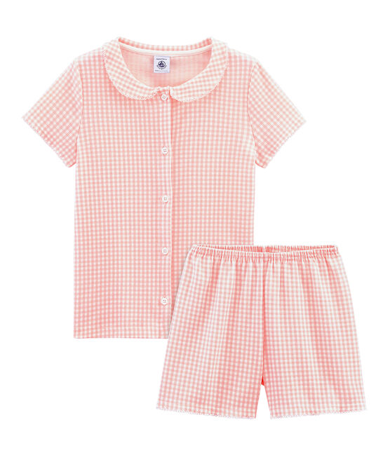 Pyjacourt petite fille en côte blanc MARSHMALLOW/rose ROSAKO