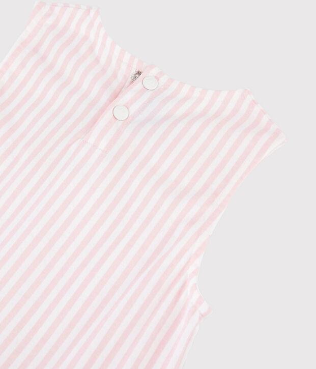 Mouwloze jersey jurk voor meisjes roze/wit