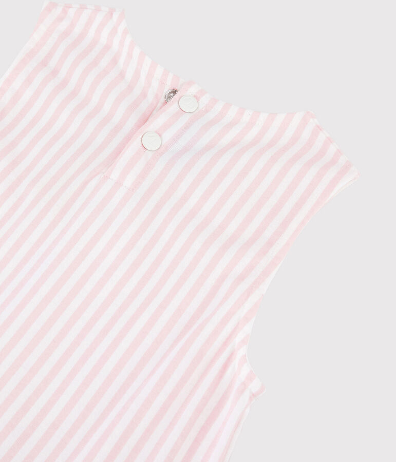 Robe sans manches en jersey enfant fille rose/blanc
