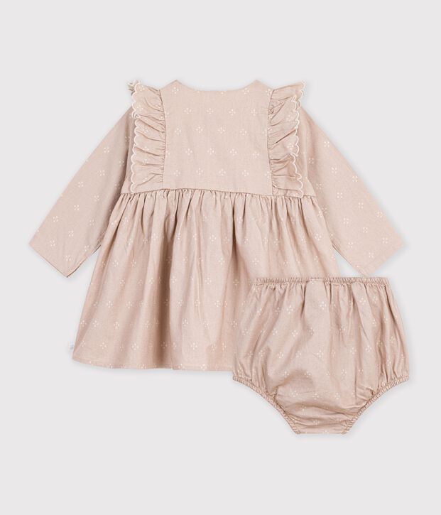 Katoenen babyjurkje met print ecru/wit