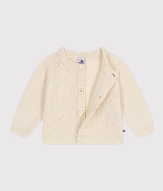 Cardigan en tricot de laine et nylon recyclé bébé écru AVALANCHE