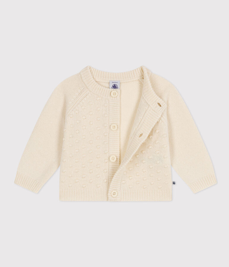 Cardigan en tricot de laine et nylon recycl&eacute; b&eacute;b&eacute; &eacute;cru