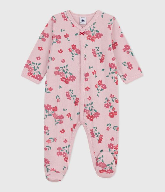 Babypyjama in tubic met bloemenprint roze JOLI/wit MULTICO