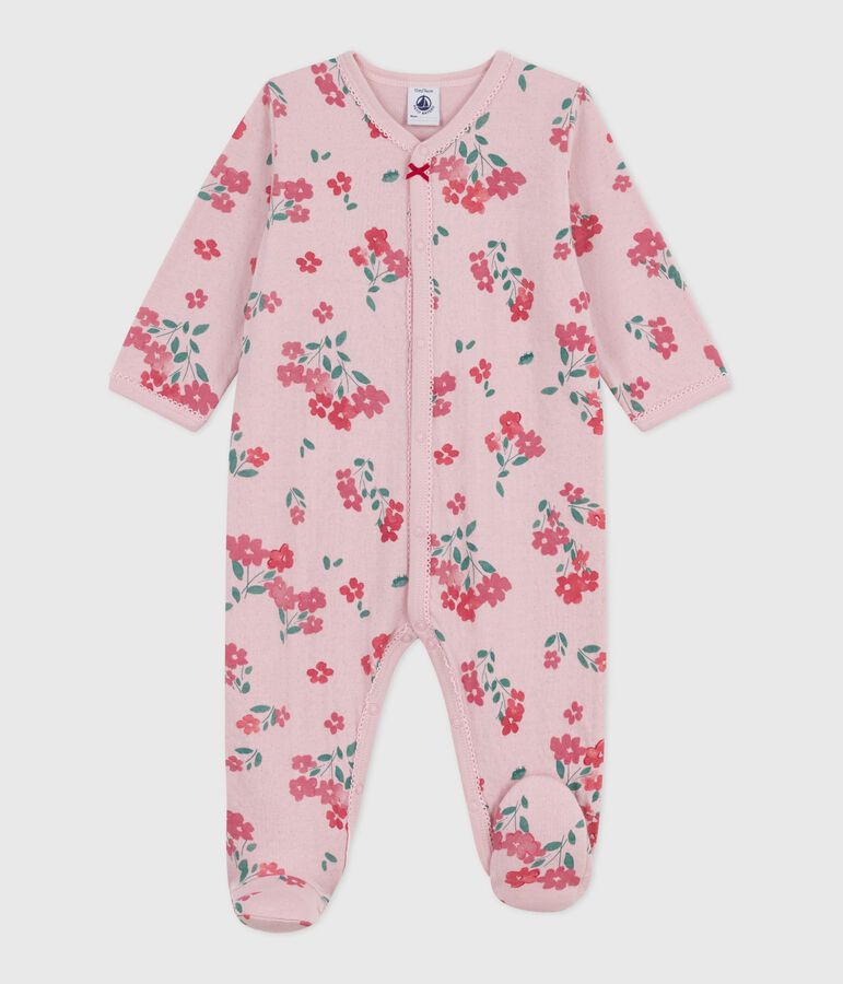 Babypyjama in tubic met bloemenprint roze/multicouleur