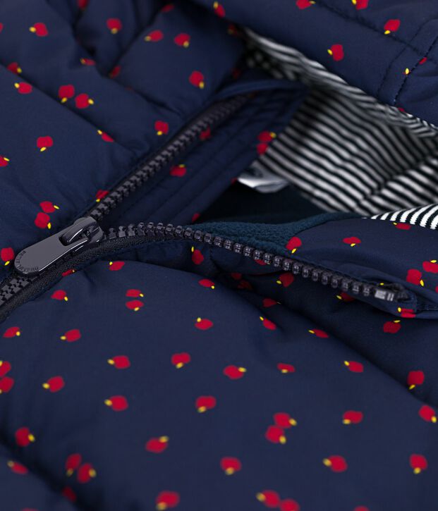 Doudoune longue enfant imprim&eacute;e bleu/multicouleur