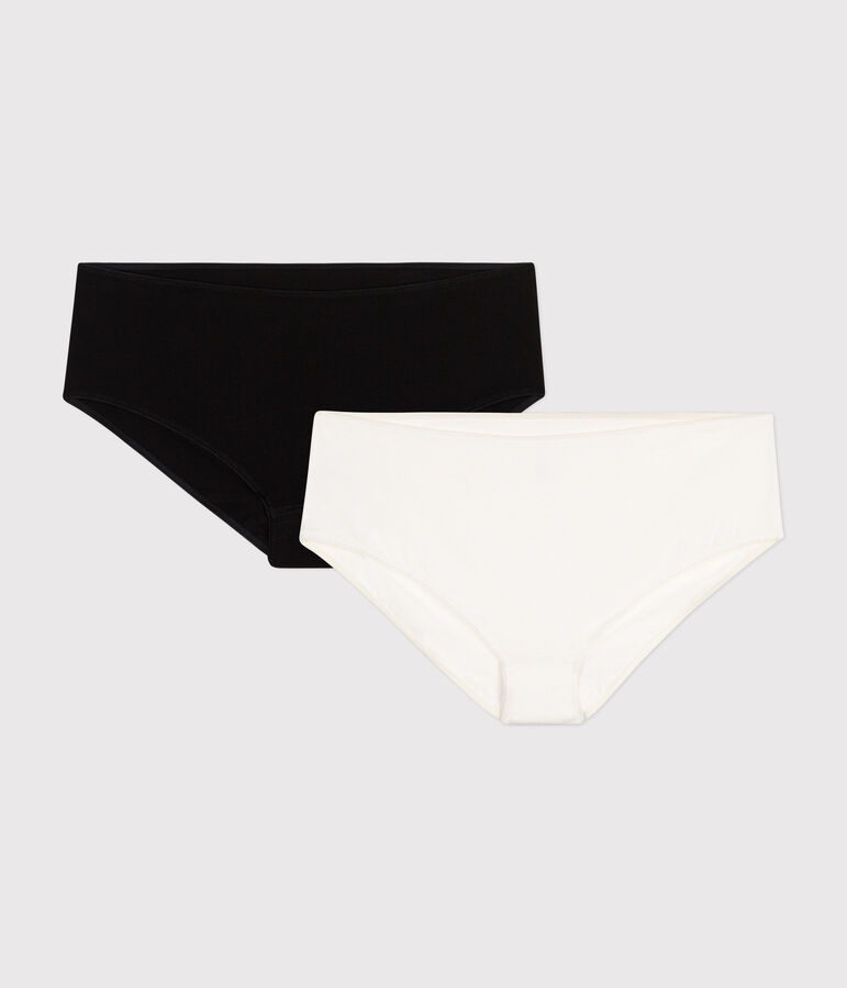 Set van 2 effen hipsters in katoen en elastaan voor dames variante 1