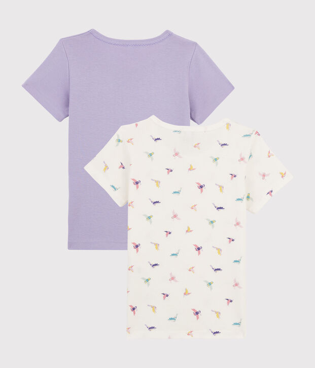 Set van 2 T-shirts met korte mouwen voor meisjes met vogelprint multicouleur