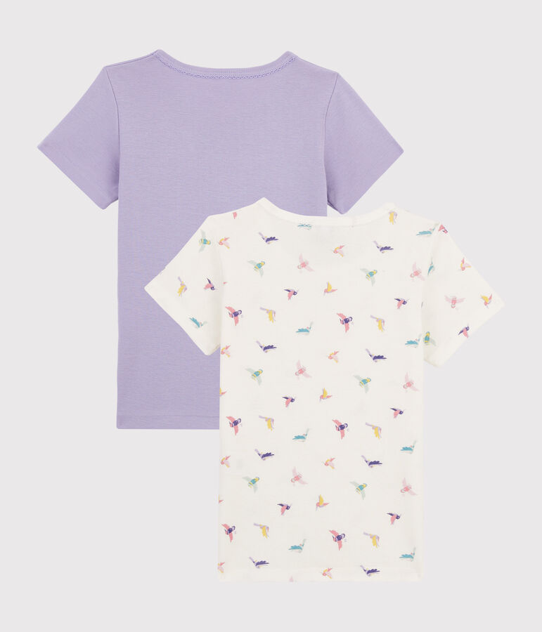Set van 2 T-shirts met korte mouwen voor meisjes met vogelprint multicouleur