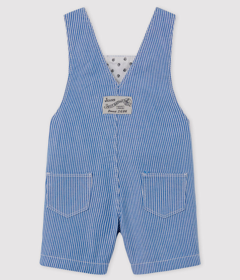 Korte salopette met strepen baby blauw SURF/wit ECUME
