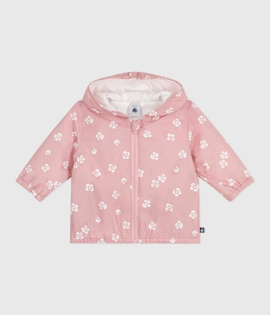 Baby windjack met bloemenprint roze CHARME/wit MARSHMALLOW