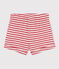 Gestreepte babyshort van gevlamde jerseystof roze PAPI/beige AVALANCHE
