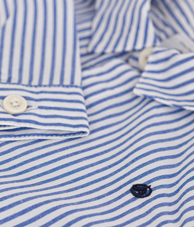 Gestreept overhemd van poplin voor baby's blauw/wit