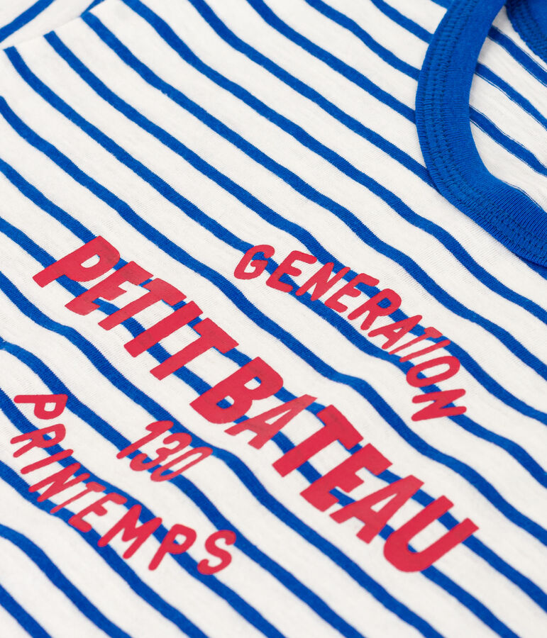 Gestreept katoenen T-shirt voor jongens/meisjes wit/blauw