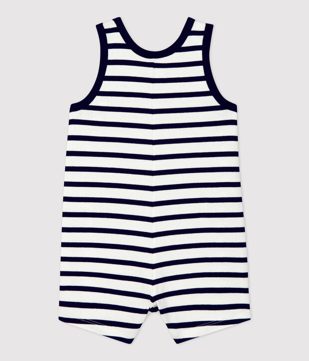 Kort pakje in dikke biologische jerseystof voor baby's wit/blauw