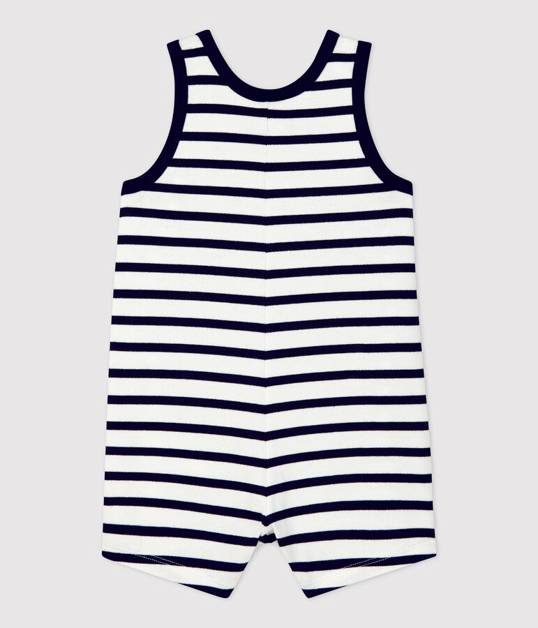 Kort pakje in dikke biologische jerseystof voor baby's wit/blauw