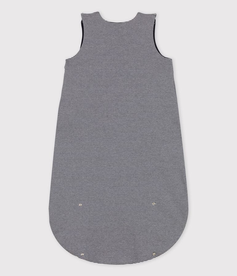 Babytrappelzakje in licht katoen blauw/wit