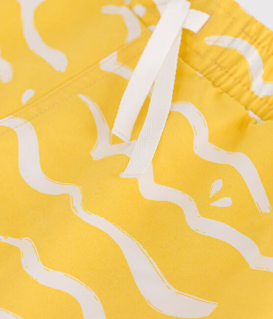 Zwemshort met print voor jongens geel ORGE/wit MARSHMALLOW